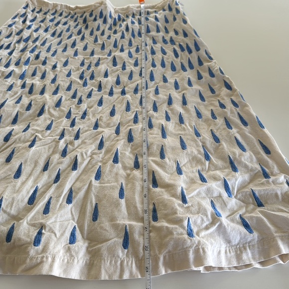 Anthropologie Cream and Blue A-Line Skirt - Picture 6 of 7